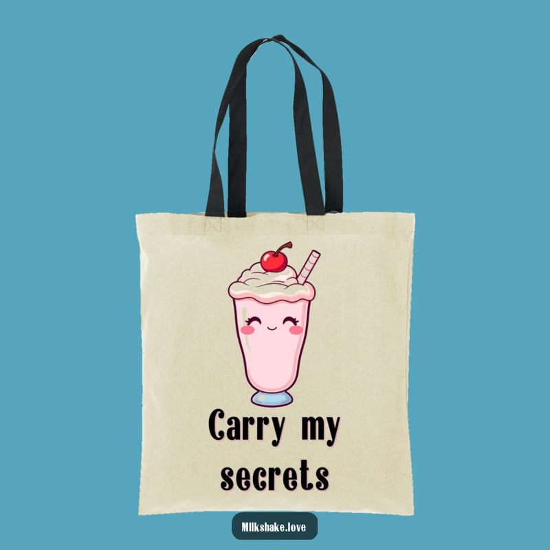 Funny Kawaii Milkshake Tote Bag: Winking Cherry Shopping Bag, Sweet Gift Idea