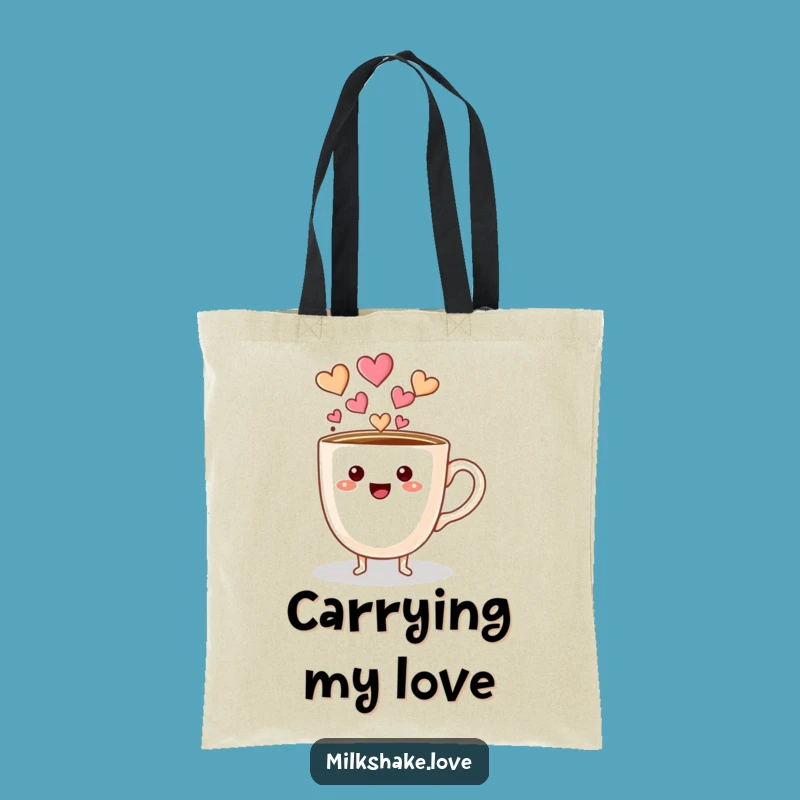 Funny Coffee Cup Hearts Tote Bag, Carry Your Love Hilariously