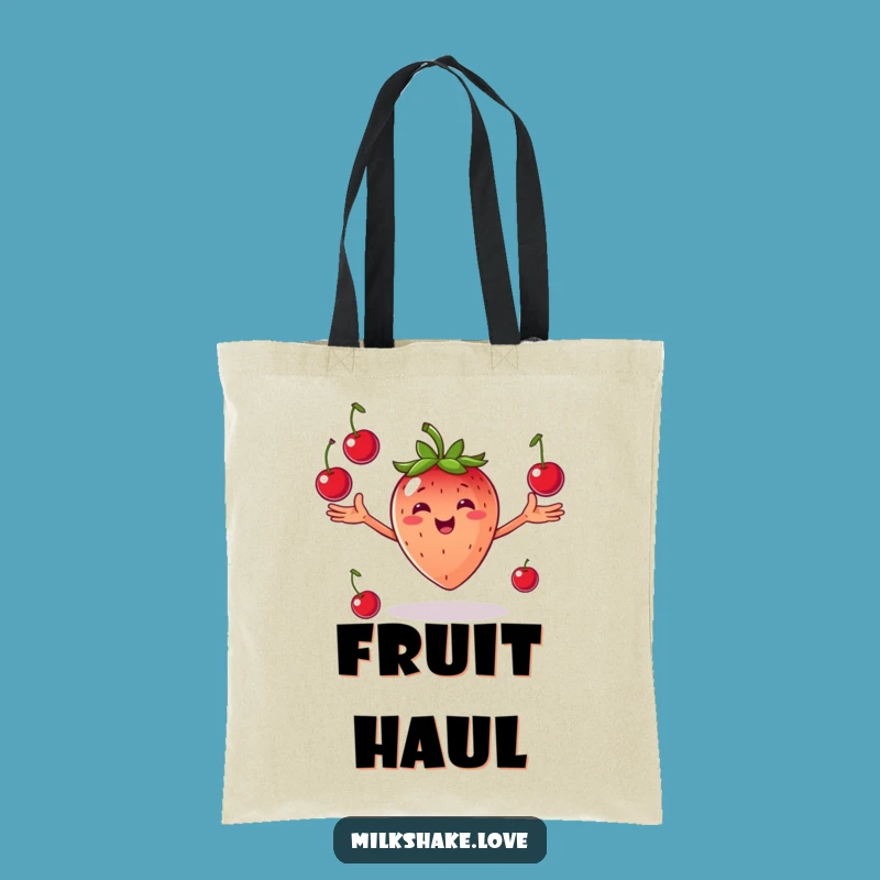 Funny Juggling Strawberry Tote Bag: Joyful Fruit Toss Carrier