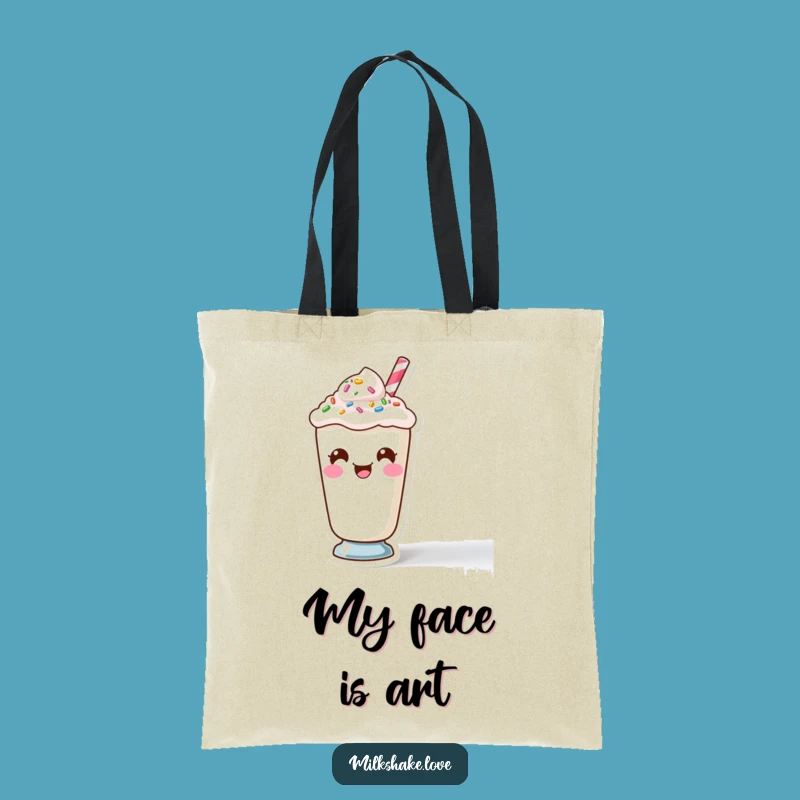 Funny Kawaii Milkshake Face Tote - Carry Your Humor Gift