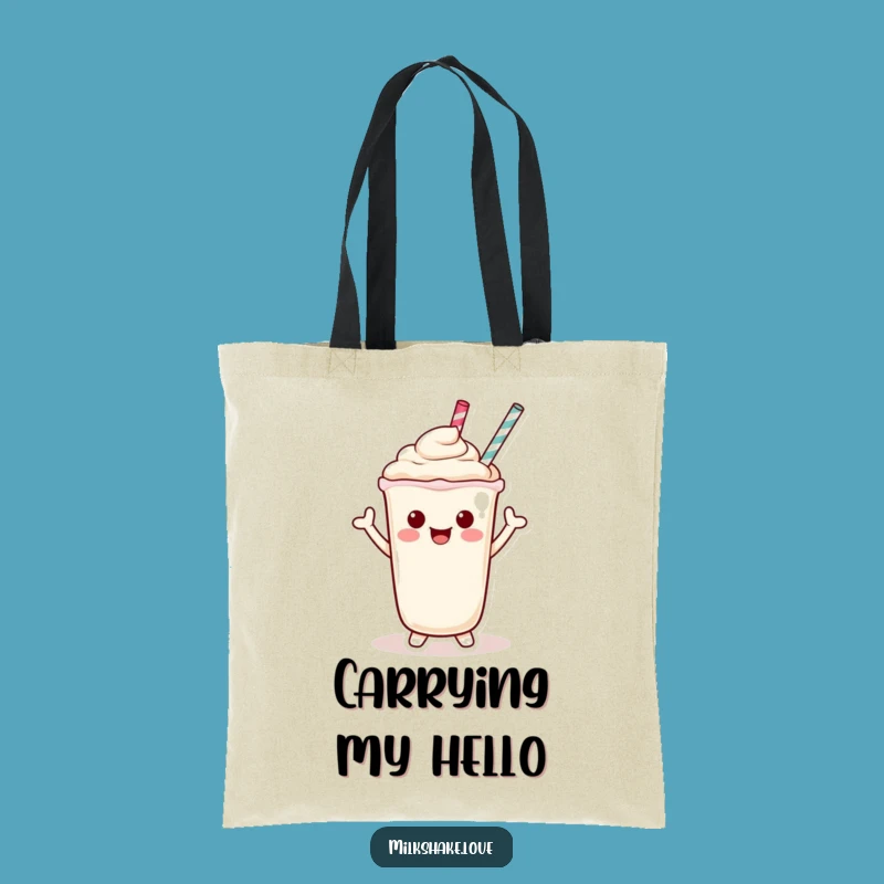 Funny Kawaii Milkshake Tote Bag: Carry Friendly Waves and Sweetness