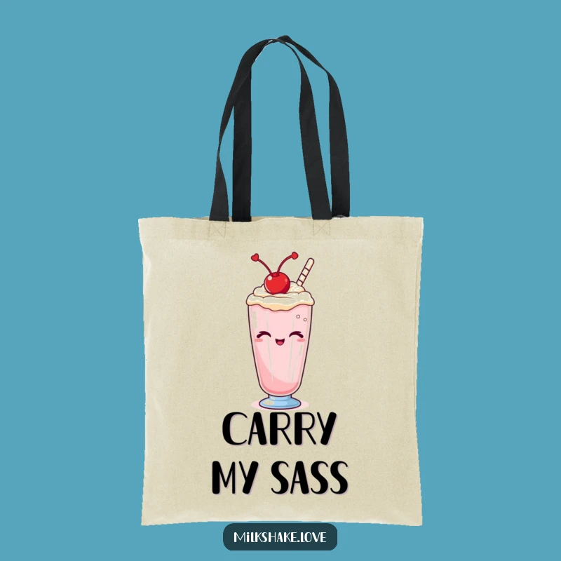 Funny Kawaii Winking Milkshake Tote Bag: Carry Your Charm