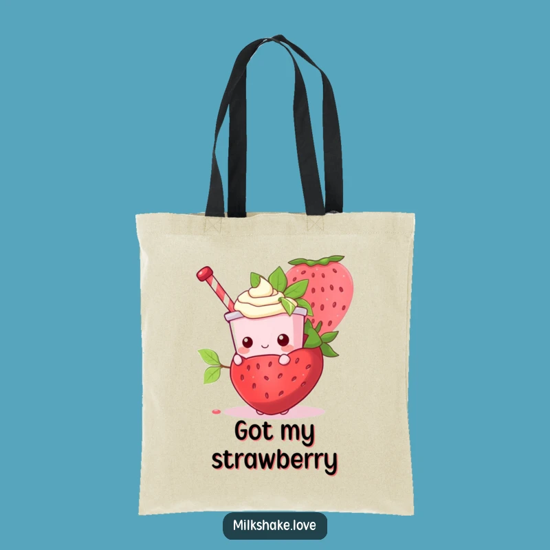 Funny Kawaii Milkshake Strawberry Tote - Stylish & Amusing Gift