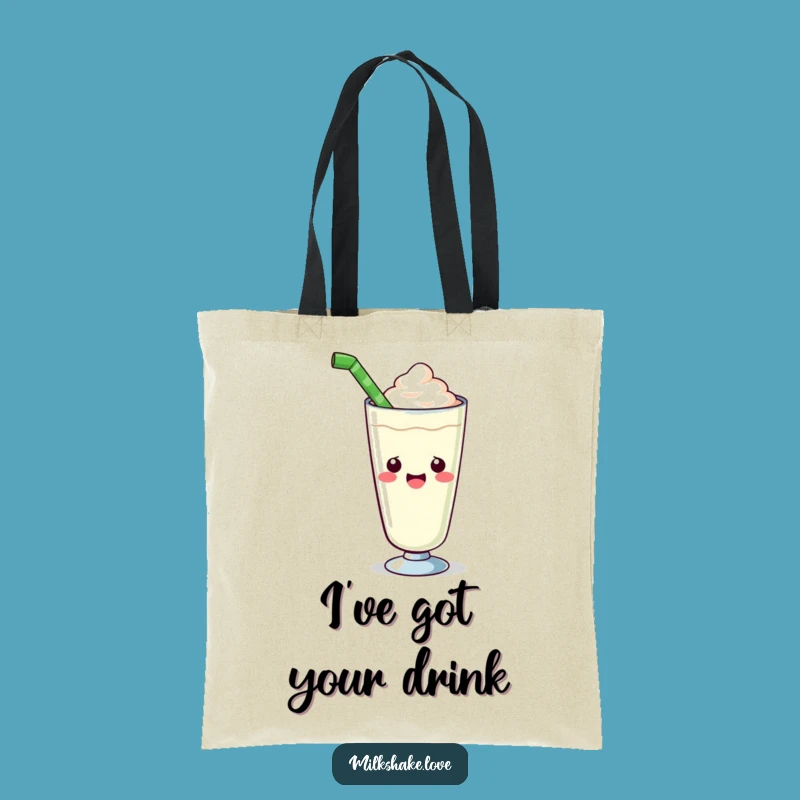 Funny Kawaii Milkshake Tote Bag - Giant Straw Ready Carryall